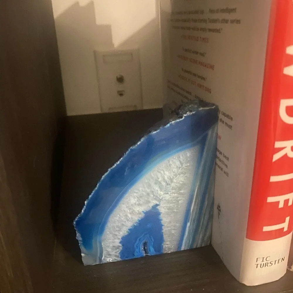 West Elm Agate Stone Bookends in Blue - Set of 2